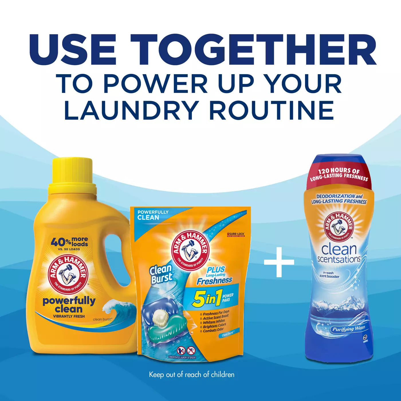 ARM & HAMMER Clean Burst Liquid Laundry Detergent Vibrantly Fresh منظف الملابس السائل برائحة الانتعاش النقي من آرم آند هامر