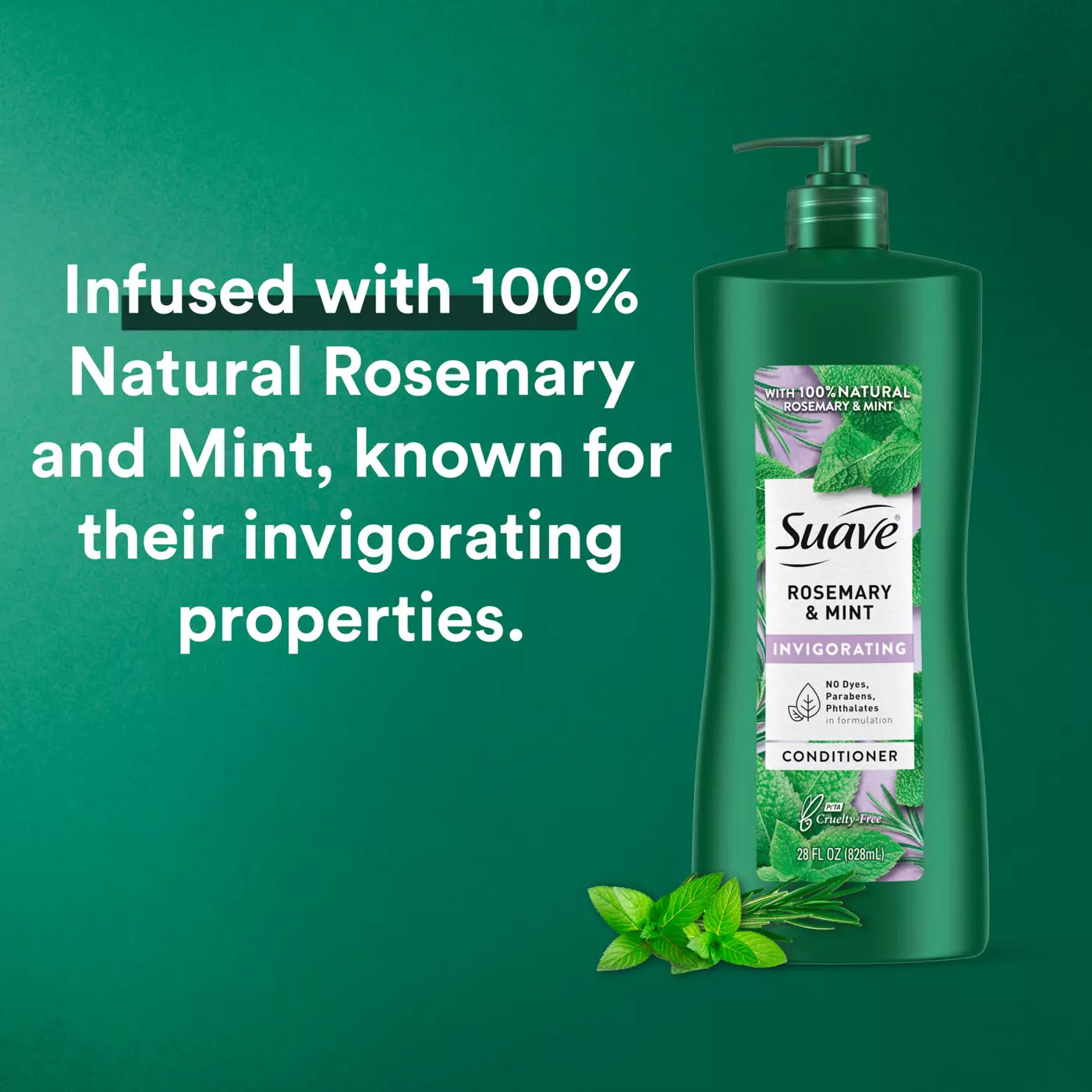 SUAVE 100% Natural Rosemary & Mint Invigorating Conditioner  بلسم طبيعي 100% بالروزماري والنعناع من سواف