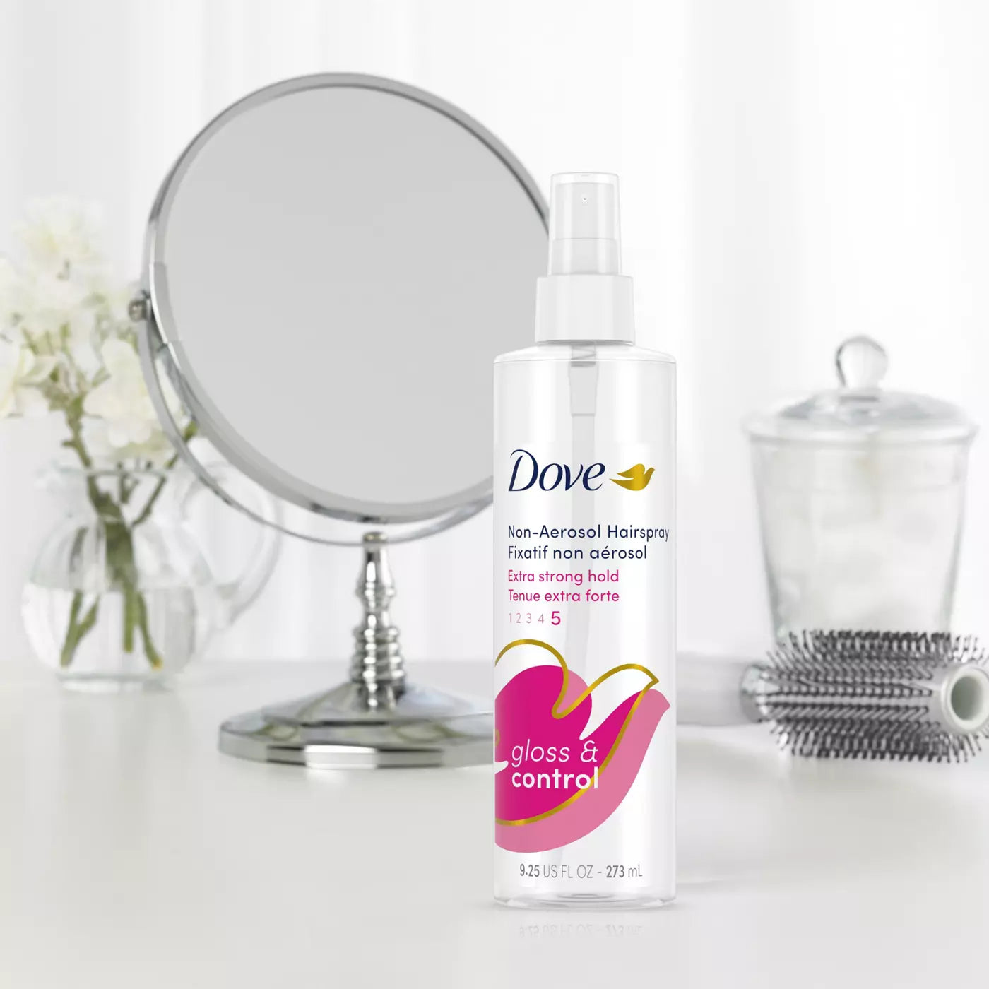 DOVE Non-Aerosol Hairspray Extra Strong Hold 5 Gloss & Control مثبت شعر دوف بدون غاز