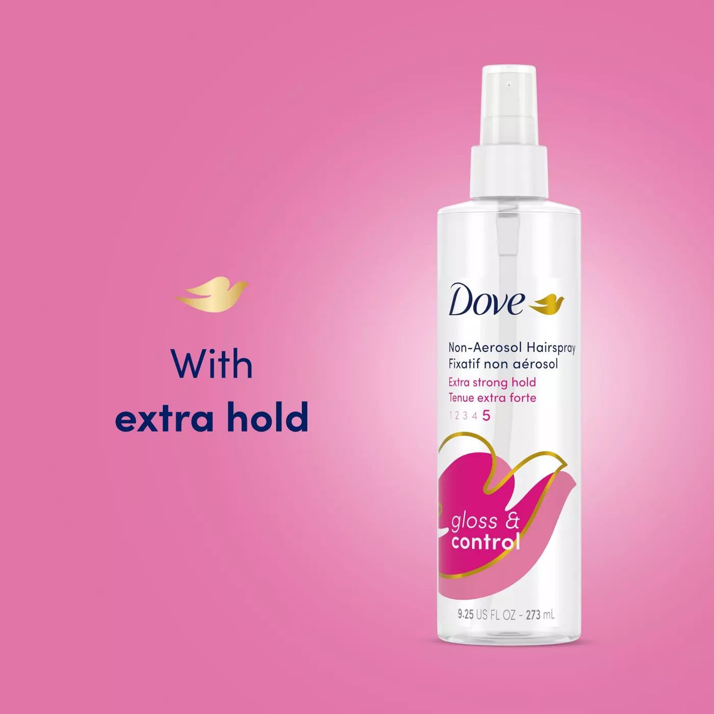 DOVE Non-Aerosol Hairspray Extra Strong Hold 5 Gloss & Control مثبت شعر دوف بدون غاز