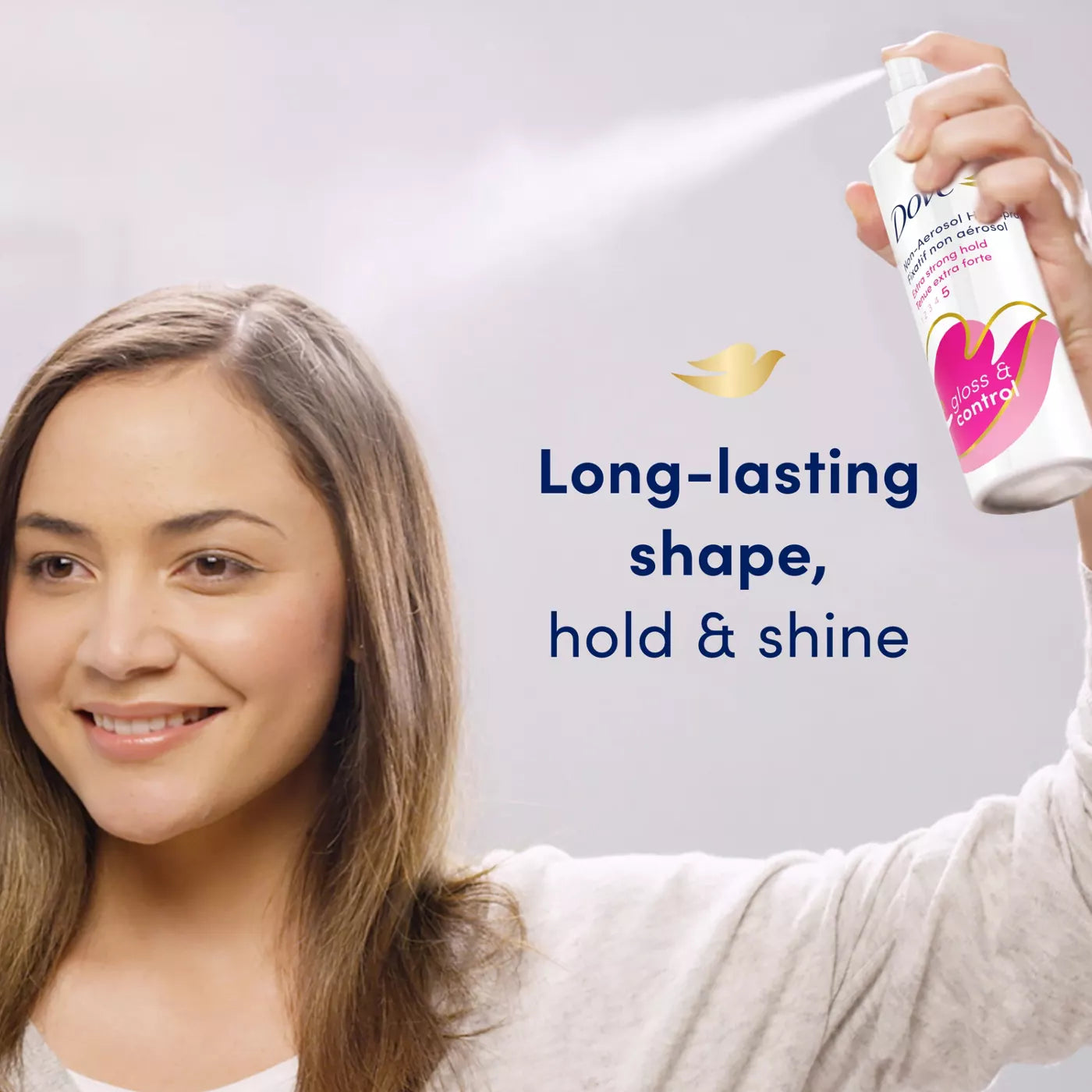 DOVE Non-Aerosol Hairspray Extra Strong Hold 5 Gloss & Control مثبت شعر دوف بدون غاز