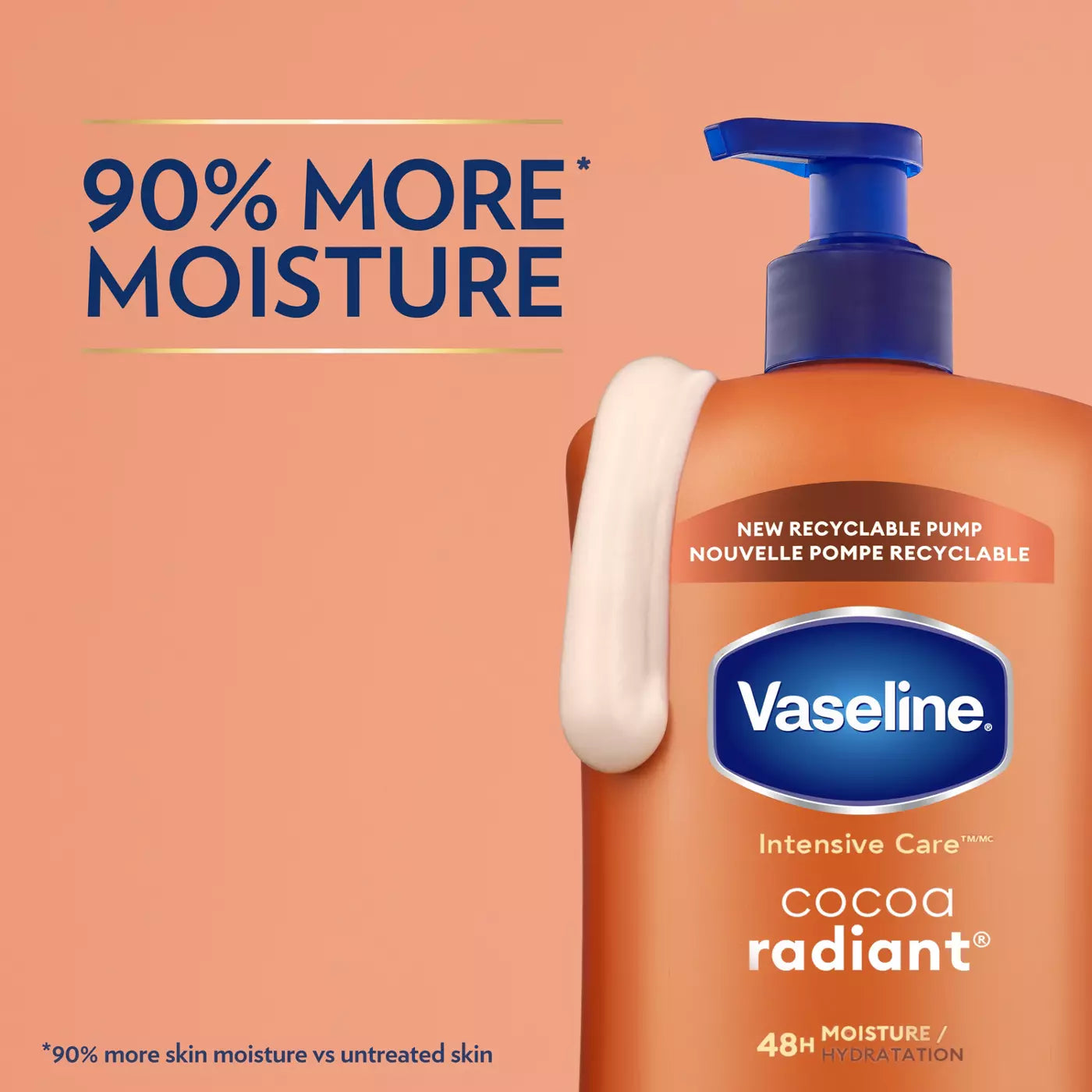 VASELINE Intensive Care Cocoa Radiant 48H Hydration Lotion فازلين لوشن العناية المكثفة بزبدة الكاكاو لترطيب يدوم 48 ساعة