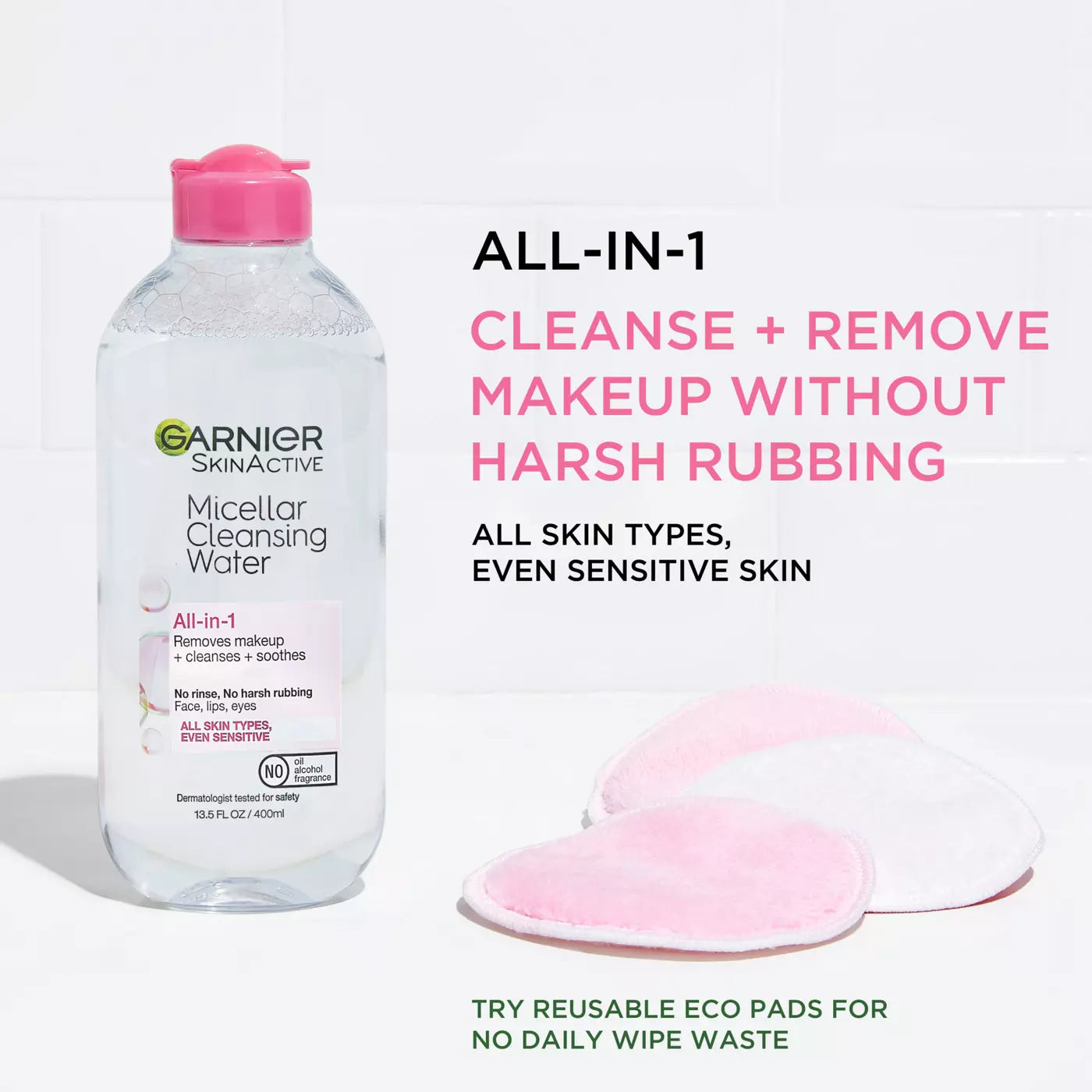 GARNIER Skin Active Micellar Cleansing Water All In 1 Cleanses + Removes Makeup + Soothes غارنييه ماء ميسلار لتنظيف البشرة وازالة المكياج وتهدئتها