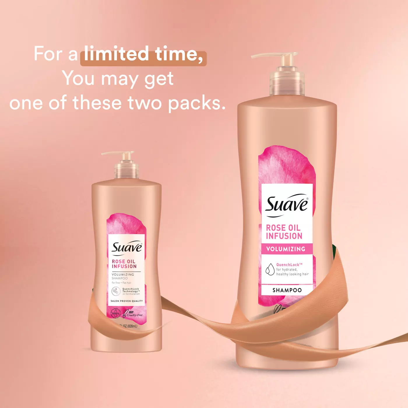 SUAVE Rose Oil Infusion Volumizing Shampoo شامبو سواف بزيت الورد لتكثيف الشعر