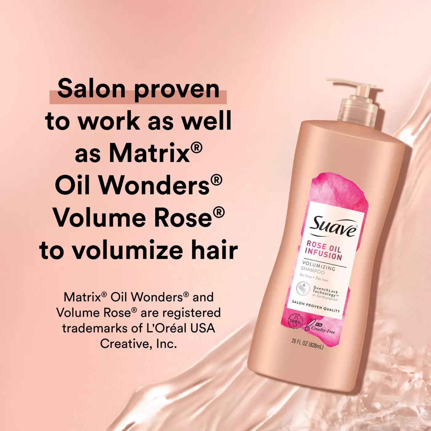 SUAVE Rose Oil Infusion Volumizing Shampoo شامبو سواف بزيت الورد لتكثيف الشعر