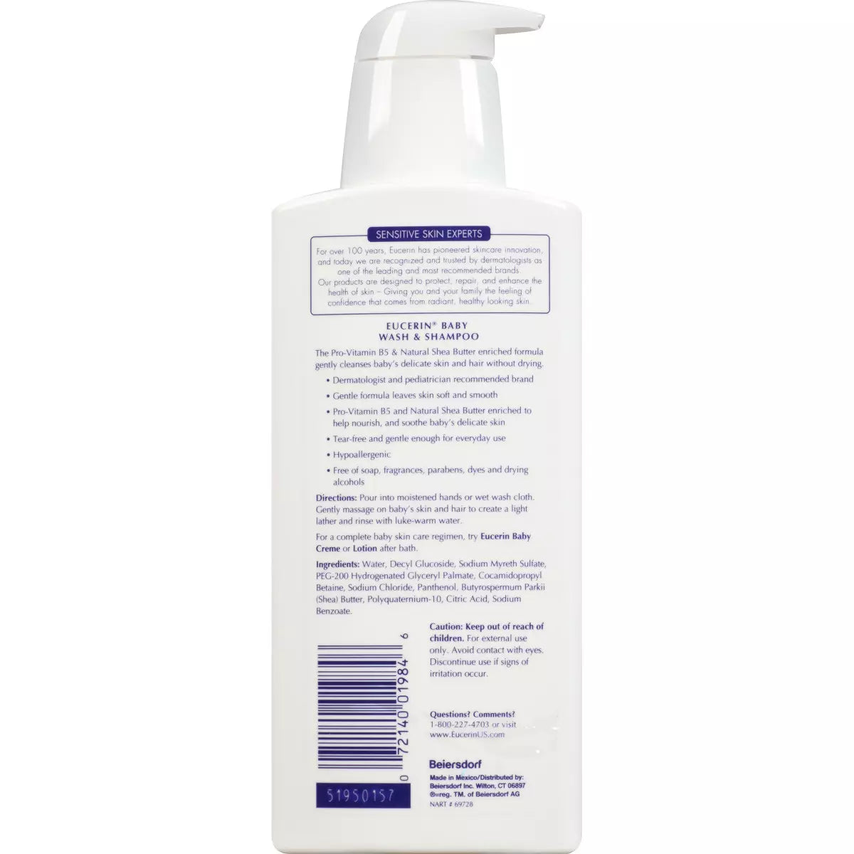 EUCERIN Baby Wash & Shampoo Fragrance & Soap Free – غسول وشامبو للأطفال خالي من العطور