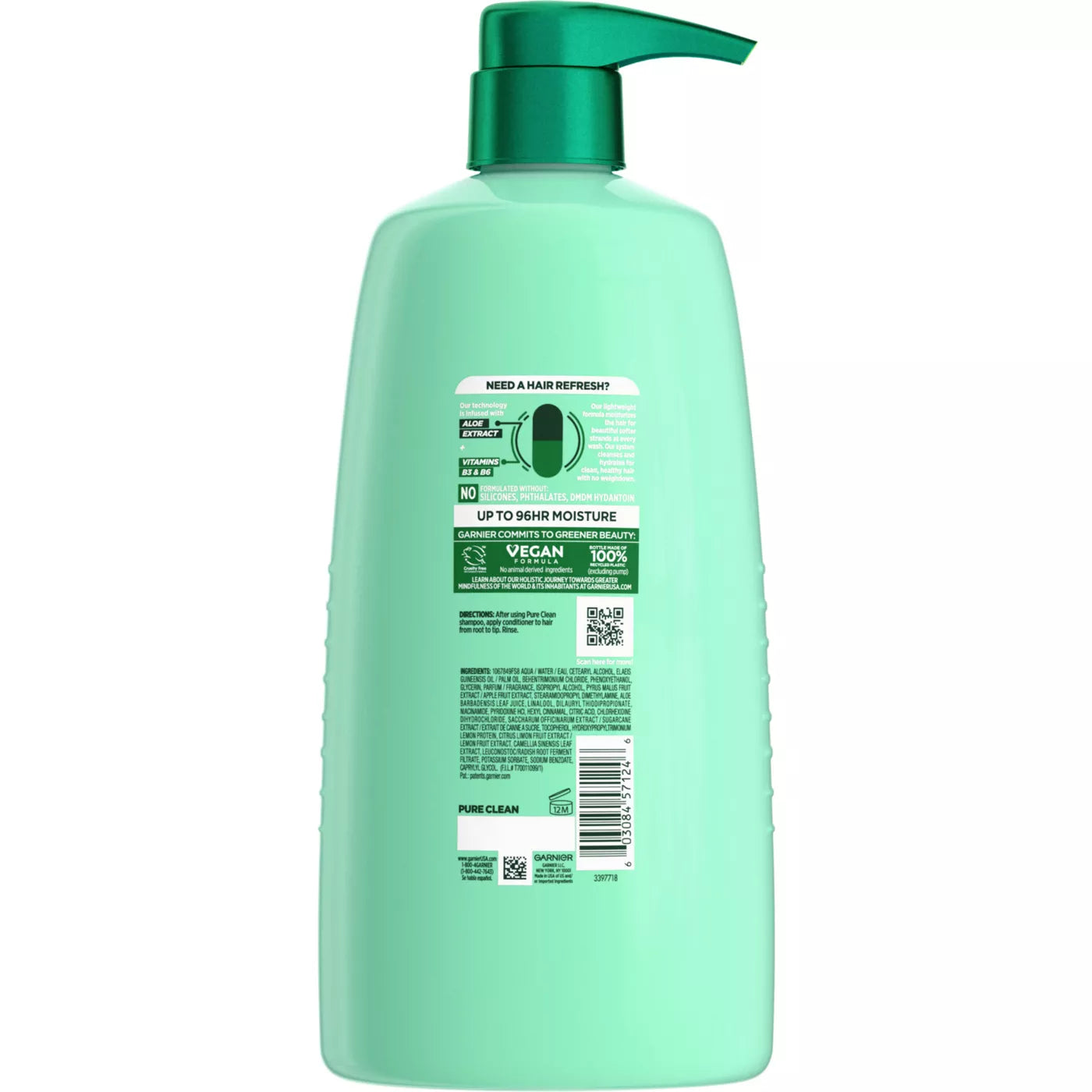 GARNIER Fructis Pure Clean Hydrating Conditioner - Silicon Free بلسم غارنييه المرطب الخالي من السيليكون