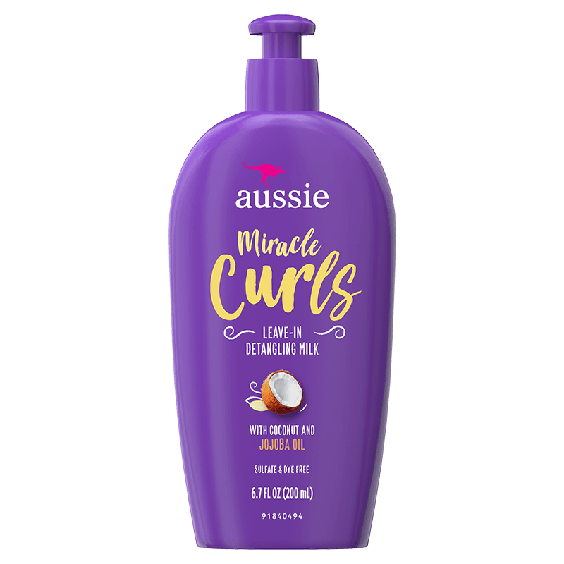 AUSSIE Miracle Curls Leave in Detangling Milk with Coconut and Jojoba Oil Sulfate & Dye Free ليف ان بخاخ للشعر بجوز الهند من اوسي