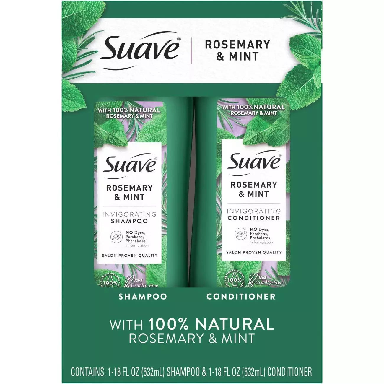 SUAVE Rosemary & Mint Invigorating Shampoo & Conditioner  شامبو وبلسم سواف بخلاصة إكليل الجبل والنعناع المنعش