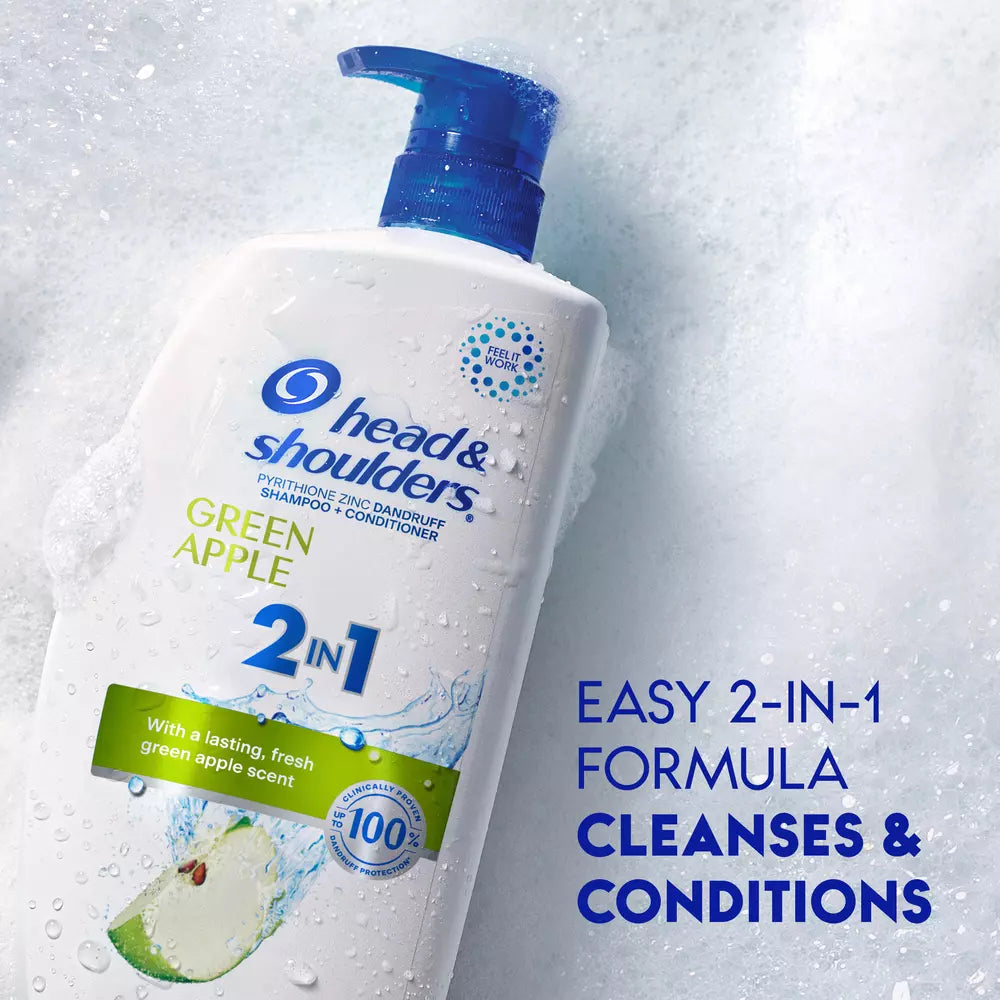 HEAD & SHOULDERS Pyritinol Zinc Dandruff Shampoo + Conditioner Green Apple  شامبو وبلسم هيد اند شولدرز ضد القشرة بالتفاح الاخضر 2 في 1