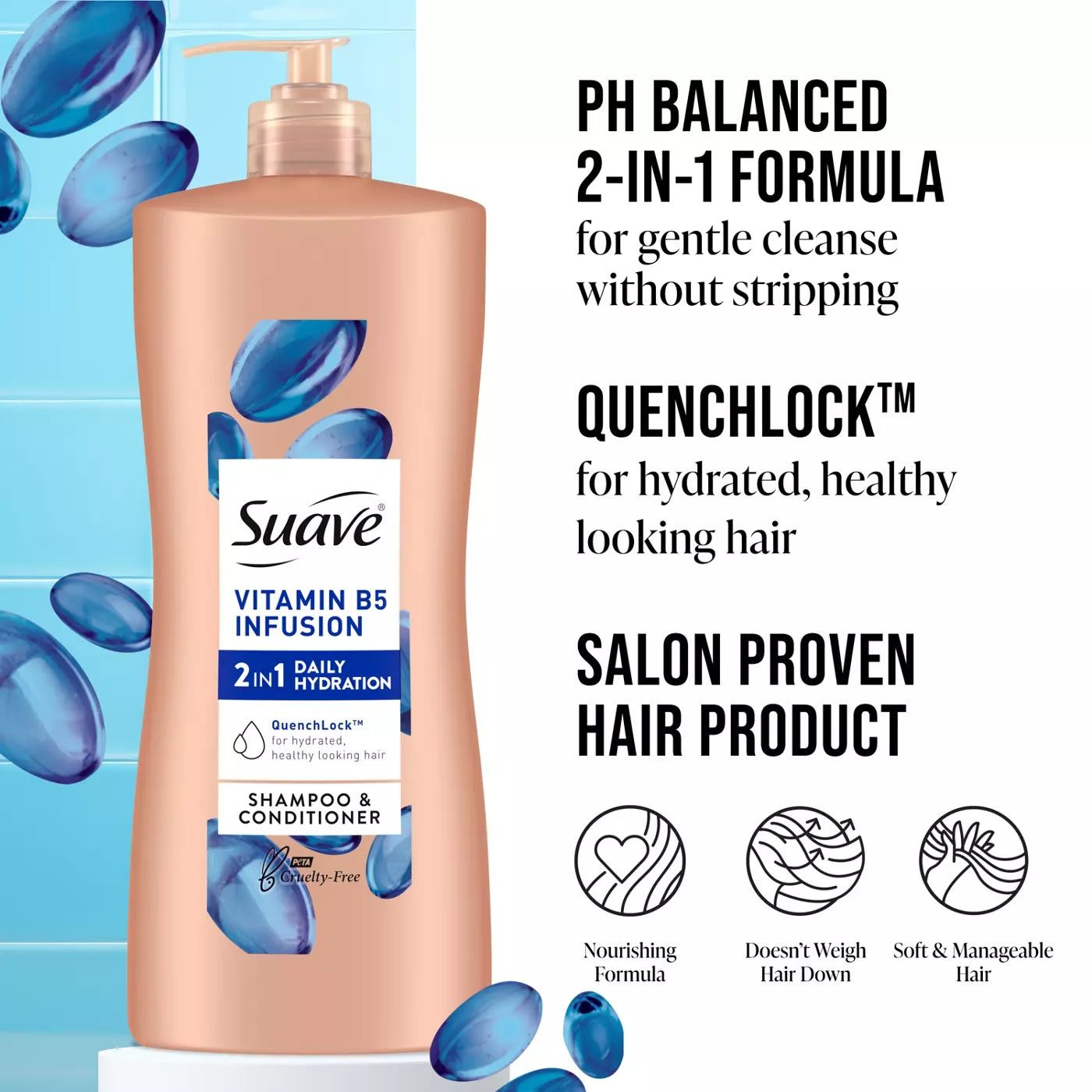 SUAVE Vitamin B5 Infusion 2 in 1 Daily Hydration Shampoo + Conditioner  شامبو وبلسم سواف بفيتامين B5 للترطيب اليومي 2 في 1