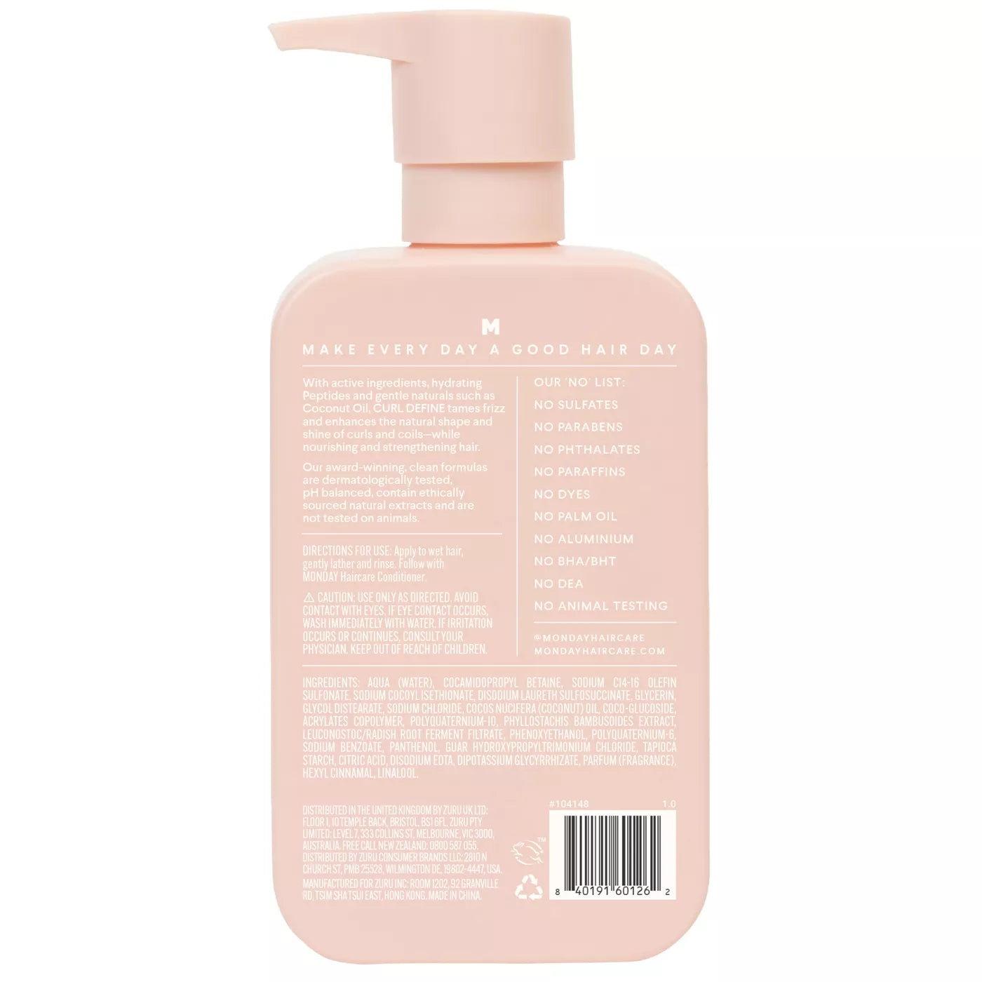 MONDAY Curl Define + Peptides Shampoo - For Curly And Coily Hair  شامبو مونداي كرل ديفاين للشعر الكيرلي والمجعد