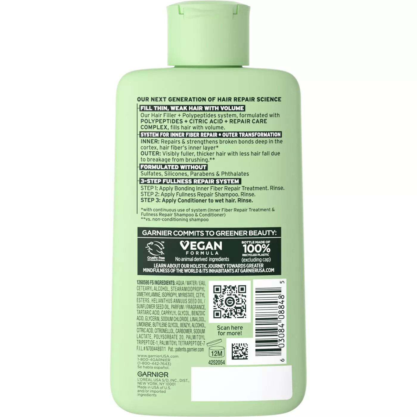 GARNIER Fructis Hair Filler Fullness Repair Conditioner  غارنييه بلسم فيلر لإصلاح الشعر وزيادة الامتلاء