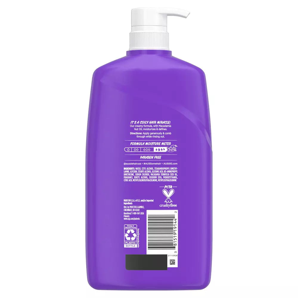 AUSSIE Miracle Coils Paraben Free Conditioner With Macadamia Nut Oil بلسم أوسي ميركل كويلز خالٍ من البارابين بزيت مكاديميا