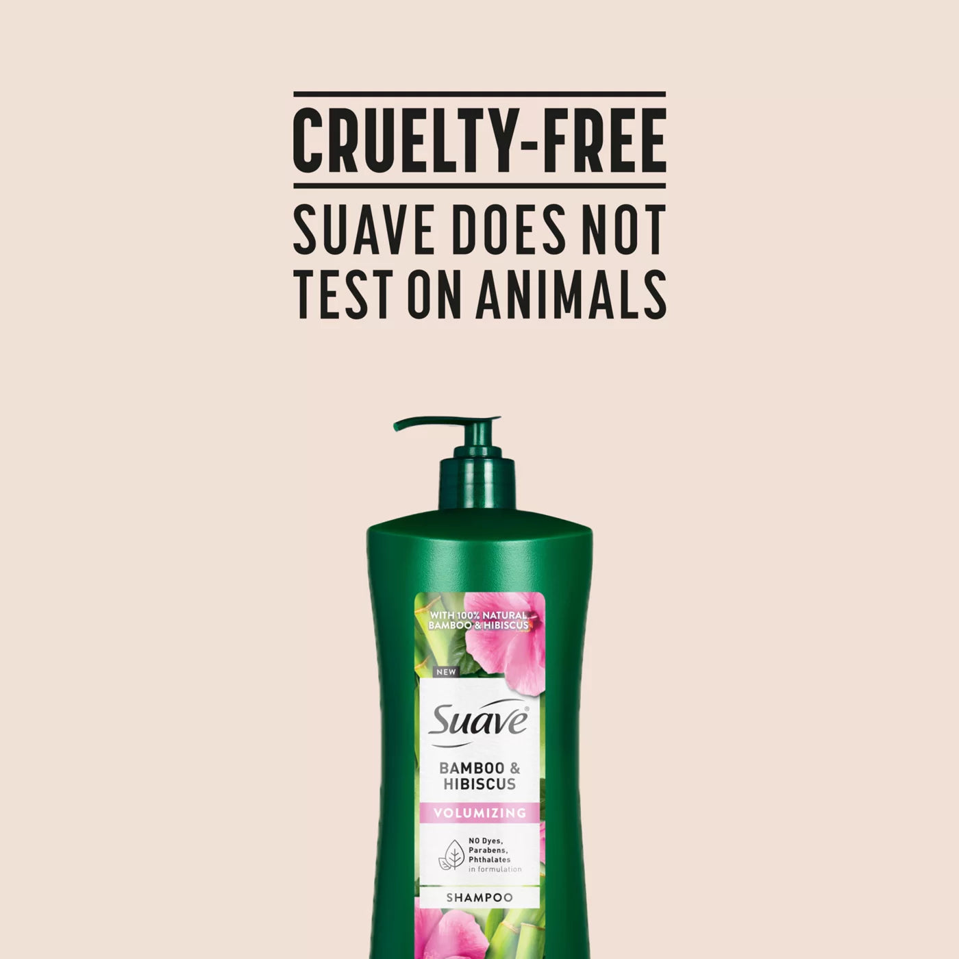 SUAVE 100% Natural Bamboo & Hibiscus Volumizing Shampoo شامبو سواف الطبيعي 100% بخلاصة البامبو والكركديه لزيادة الكثافة