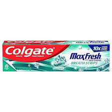 COLGATE Max Fresh With Whitening Breath Strips - Clean Mint  معجون اسنان مع شرائط التنفس المبيضة من كولكيت
