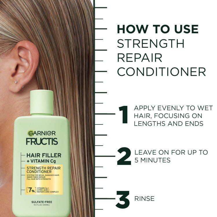 GARNIER Fructis hair filler + vitamin Cg strength repair conditioner بلسم اصلاح الشعر بالفلر والفيتامين من كارنيير