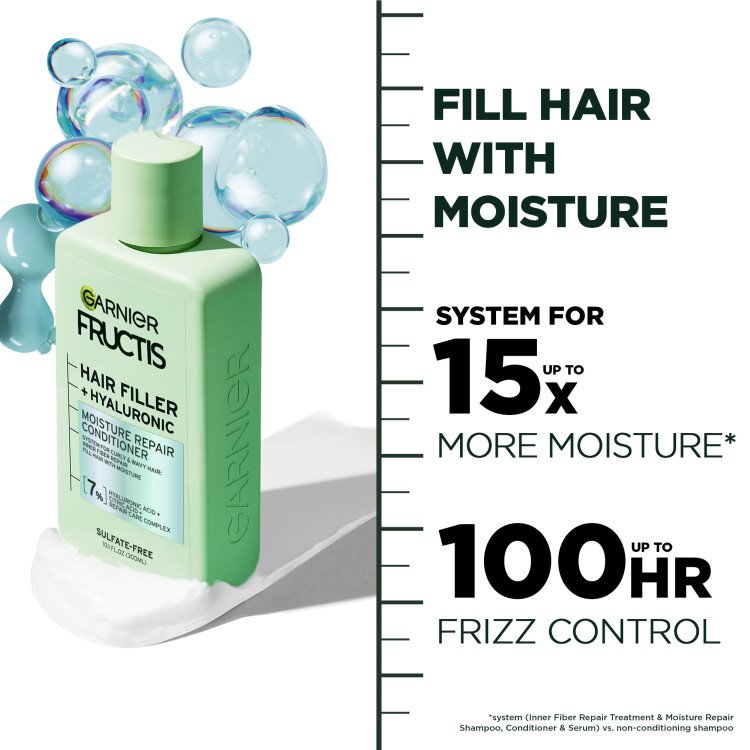 GARNIER Fructis hair filler + hyaluronic acid moisture repair conditioner بلسم الشعر بالفلر والهايلرونك اسد من كارنيير