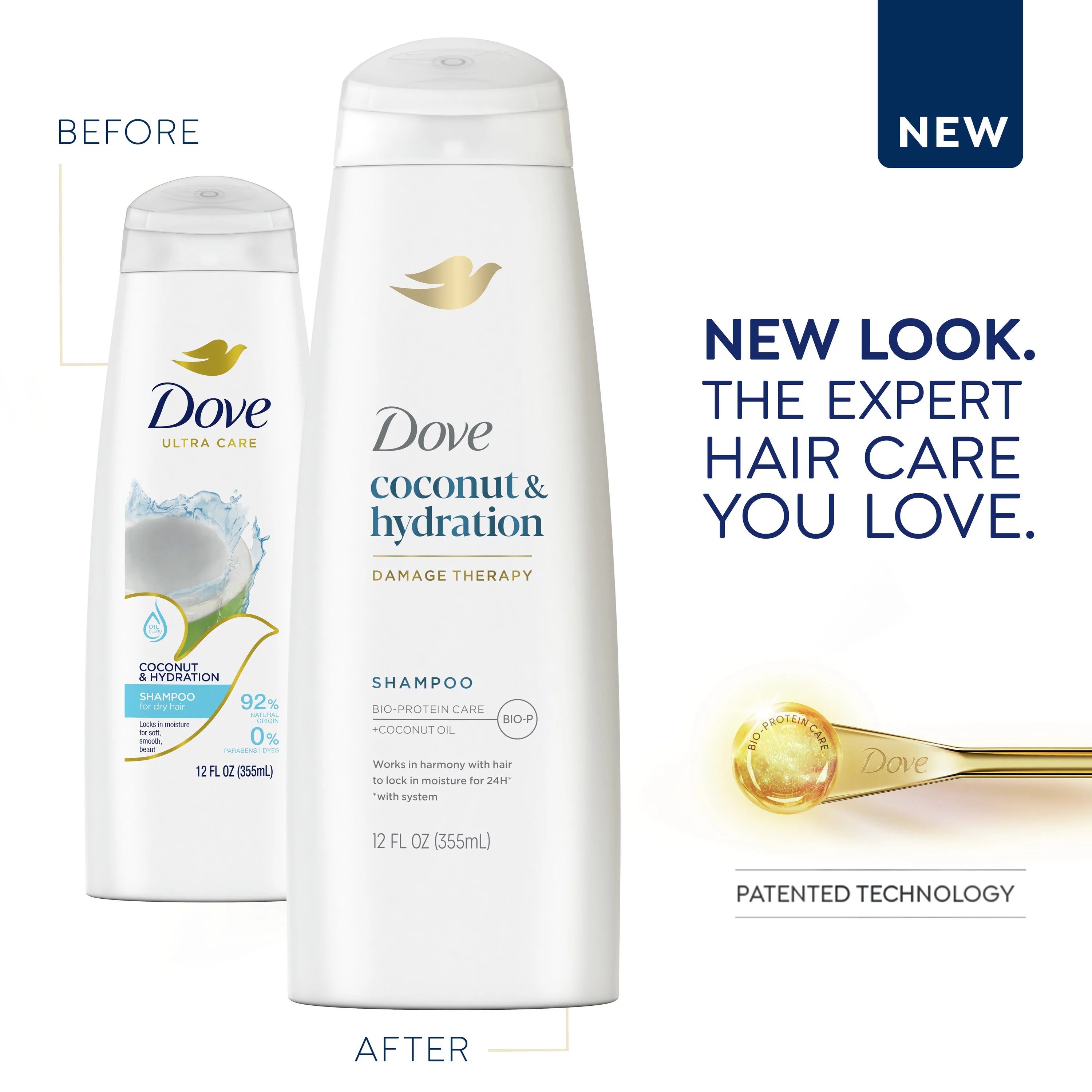 DOVE Ultra Care Coconut & Hydration Shampoo - For Dry Hair  دوف ألترا كير شامبو جوز الهند والترطيب للشعر الجاف