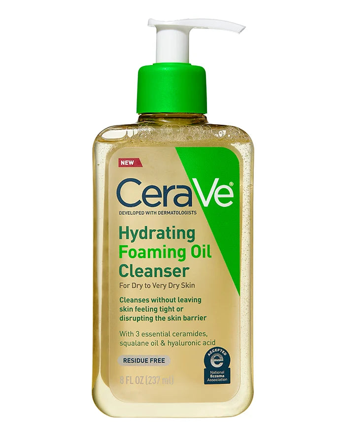 CERAVE Hydrating Foaming Oil Cleanser for Dry to Very Dry Skin Residue Free زيت منظف خفيف الوزن للوجه والجسم من سيرافي