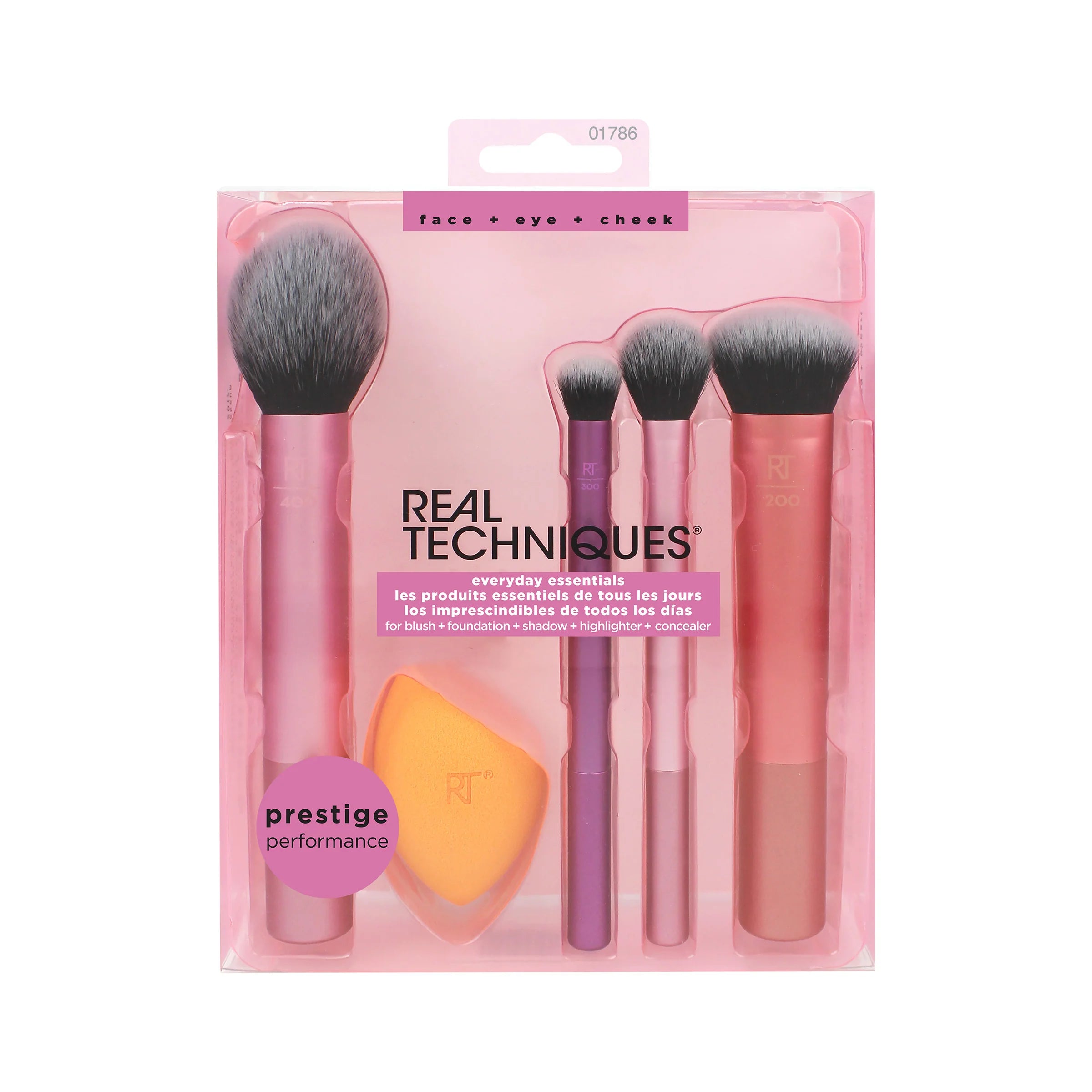REAL TECHNIQUES Everyday Essentials For Blush + foundation + shadow + highlighter + concealer مجموعة الفرش الاساسية للمكياج من ريل تيكنيك