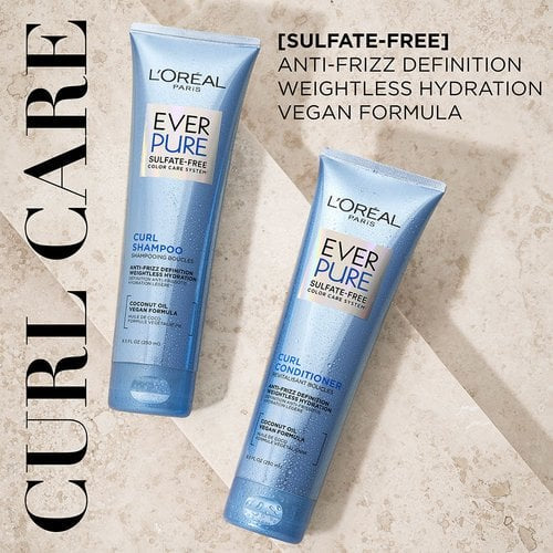 LOREAL PARIS EverPure Sulfate-Free Curl Conditioner Coconut Oil Vegan Formula شامبو لوريال باريس لترطيب وتحديد الشعر الكيرلي
