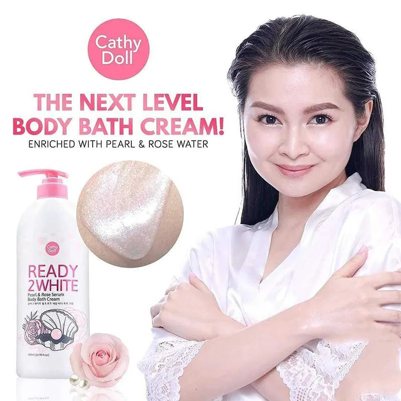 CATHY DOLL Ready 2White Pearl & Rose Serum Body Bath Cream غسول الجسم باللؤلؤ والازهار من كاثي دول