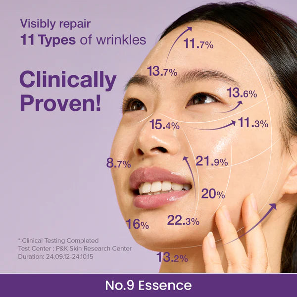 NUMBUZIN  NO9 Nad+Bio Lifting-sil Essence Time Reversing إيسنس مضاد للتجاعيد ومُعزز لشباب البشرة