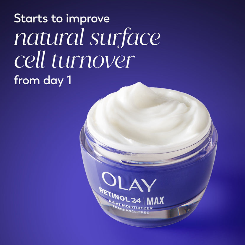 Olay Retinol Max Night Moisturizing Cream - Fragrance Free كريم أولاي ريتينول ماكس الليلي المرطب – بدون عطر