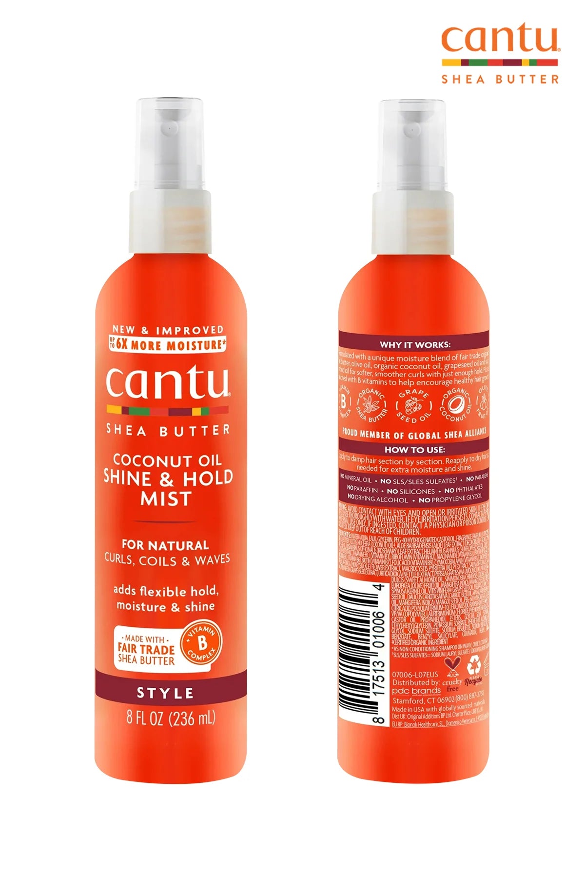 CANTU Shea Butter Coconut Oil Shine & Hold Mist - Style كانتو بزبدة الشيا ورذاذ زيت جوز الهند للتثبيت واللمعان