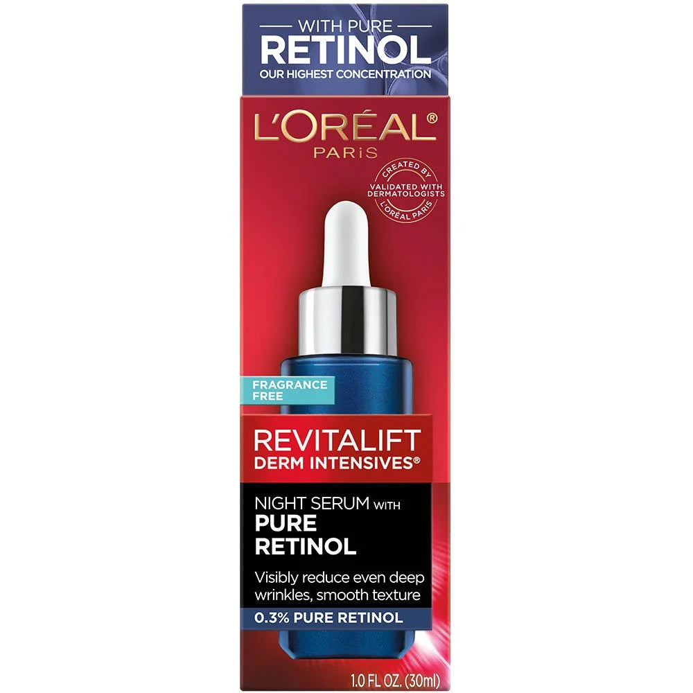 LOREAL PARIS Revitalift Derm Intensives Night Serum  سيروم ليلي مع 0.3% ريتينول نقي لتقليل التجاعيد من لوريال