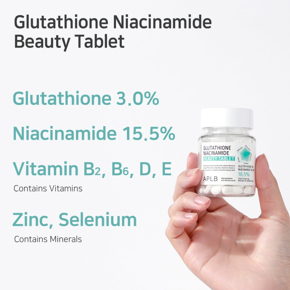 APLB glutathione niacinamide beauty tablet 18.5% اقراص الكلوتاثيون و النياسينمايد
