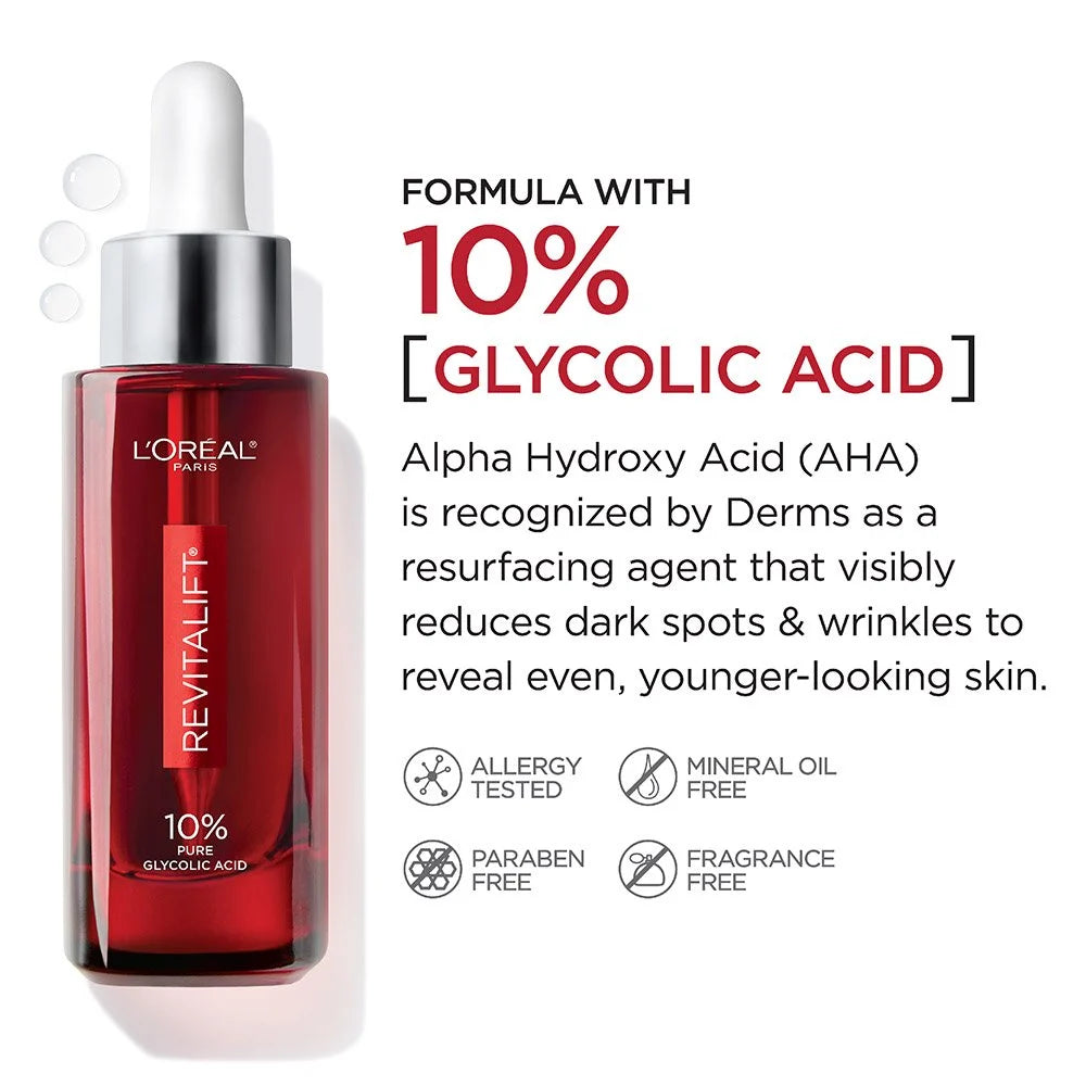 LOREAL PARIS Revitalift Derm Intensives Pure Glycolic Acid Serum سيروم التقشير الليلي المركز من لوريال باريس