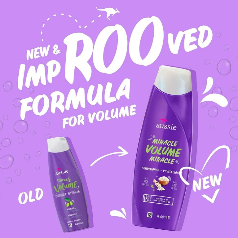 AUSSIE Miracle Volume Conditioner With Rice Water  بلسم الشعر المعزز للحجم بتركيبة ماء الأرز من اوسي