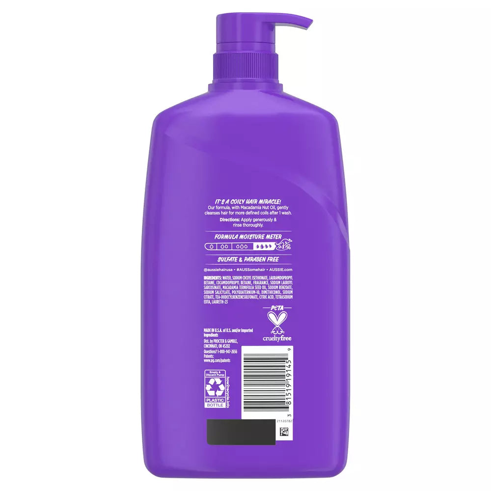 AUSSIE Miracle Coils Paraben Free Shampoo With Macadamia Nut Oil شامبو أوسي ميركل كويلز الخالي من البارابين بزيت المكاديميا