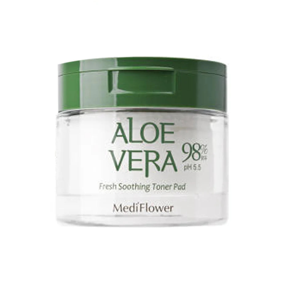 MEDIFLOWER Aloe Vera 98% Fresh Soothing Toner Pad شرائح تونر الالوفيرا من ميدفلاور