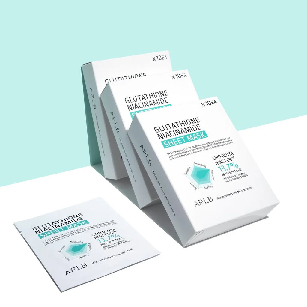 APLB Glutathione Niacinamide Sheet Mask مجموعة من الماسكات الورقية بالنياسيناميد