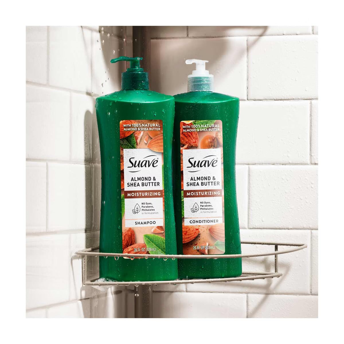 SUAVE With 100% Natural Almond & Shea Butter Shampoo & Conditioner  مجموعة العناية بالشعر من سواف باللوز الطبيعي وزبدة الشيا