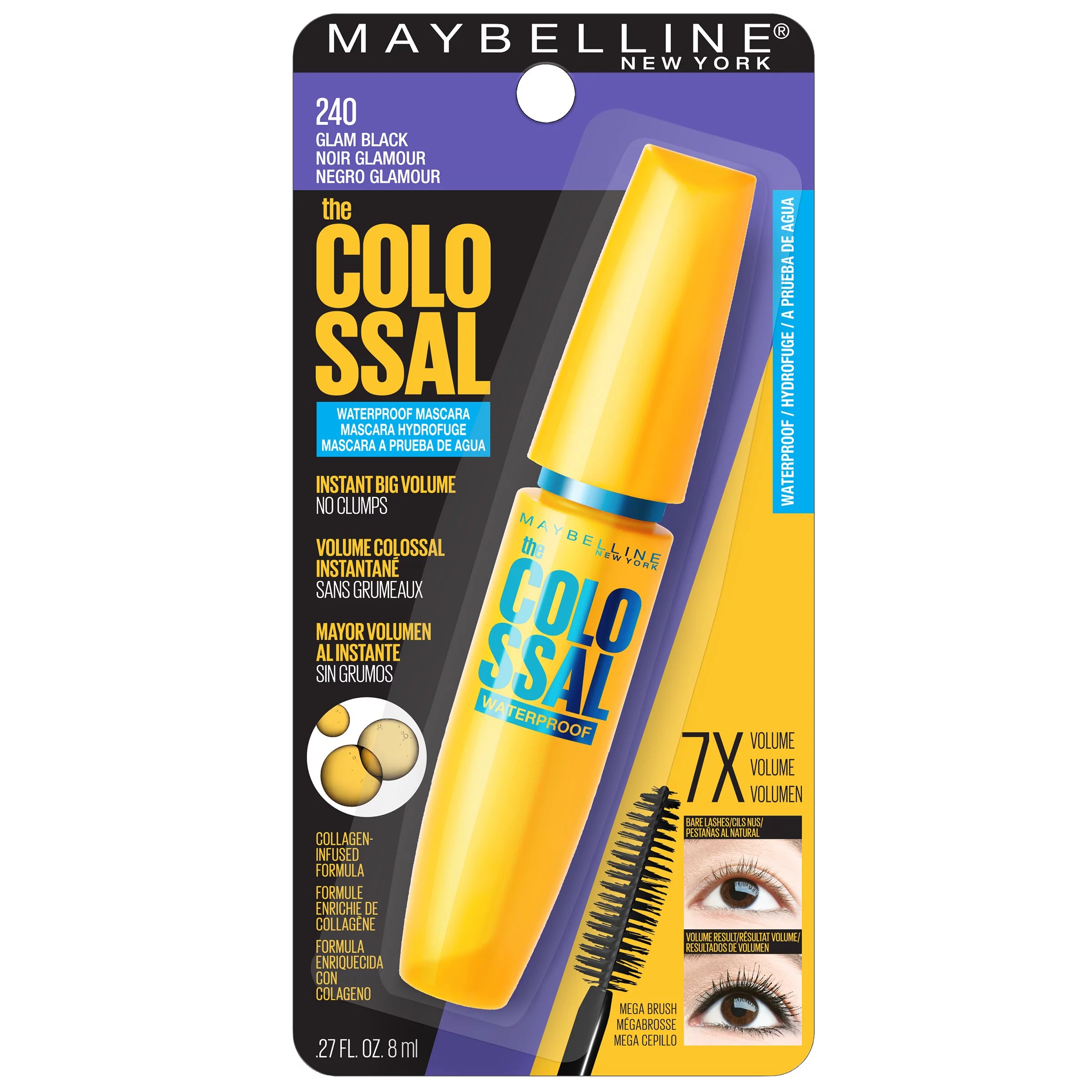 MAYBELLINE The Colossal Waterproof Mascara - 240 Glam Black ماسكارا كولوسال مقاومة للماء من ميبيلين