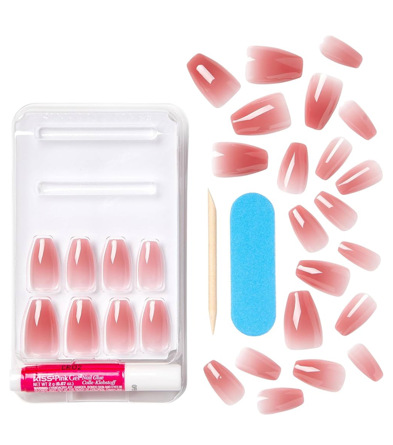 KISS Bare But Better True Nude Nail Shades Sculpted Nail Glue Included 28 Nails اظافر صناعية