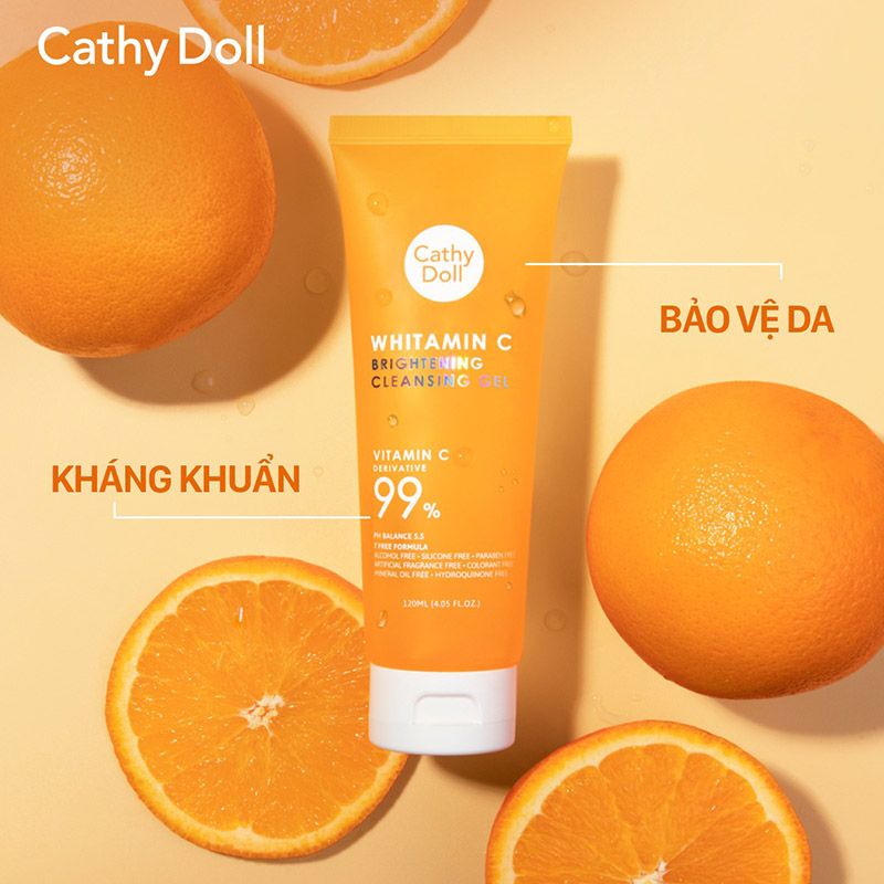 CATHY DOLL Whitamin C brightening cleansing gel derivative vitamin C 99% غسول للبشرة الجل للتفتيح بالفيتامين سي من كاثي دول