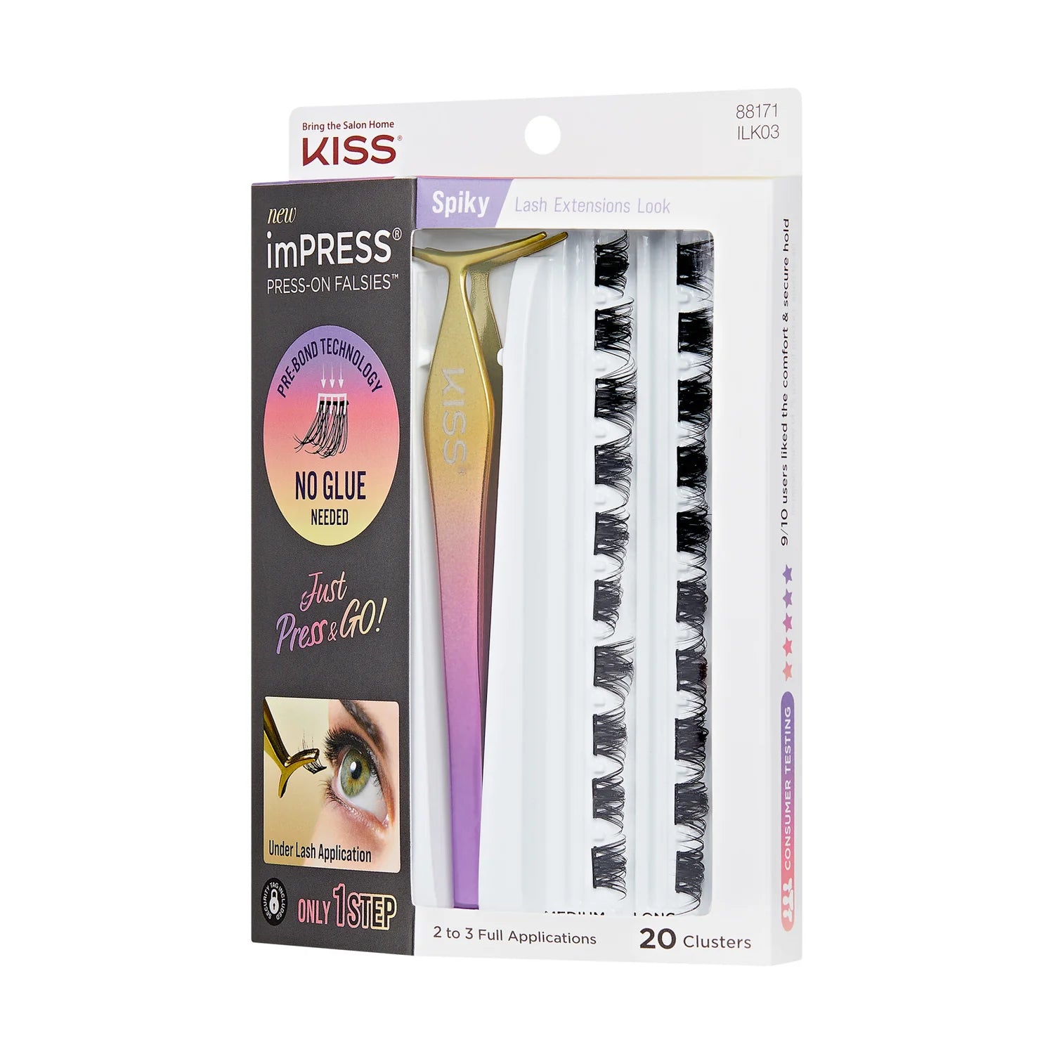 KISS Impress Press on Falsies SPIKY Lash Extensions press & go only 1 step رموش صناعية طرفية خطوة واحدة بدون صمغ