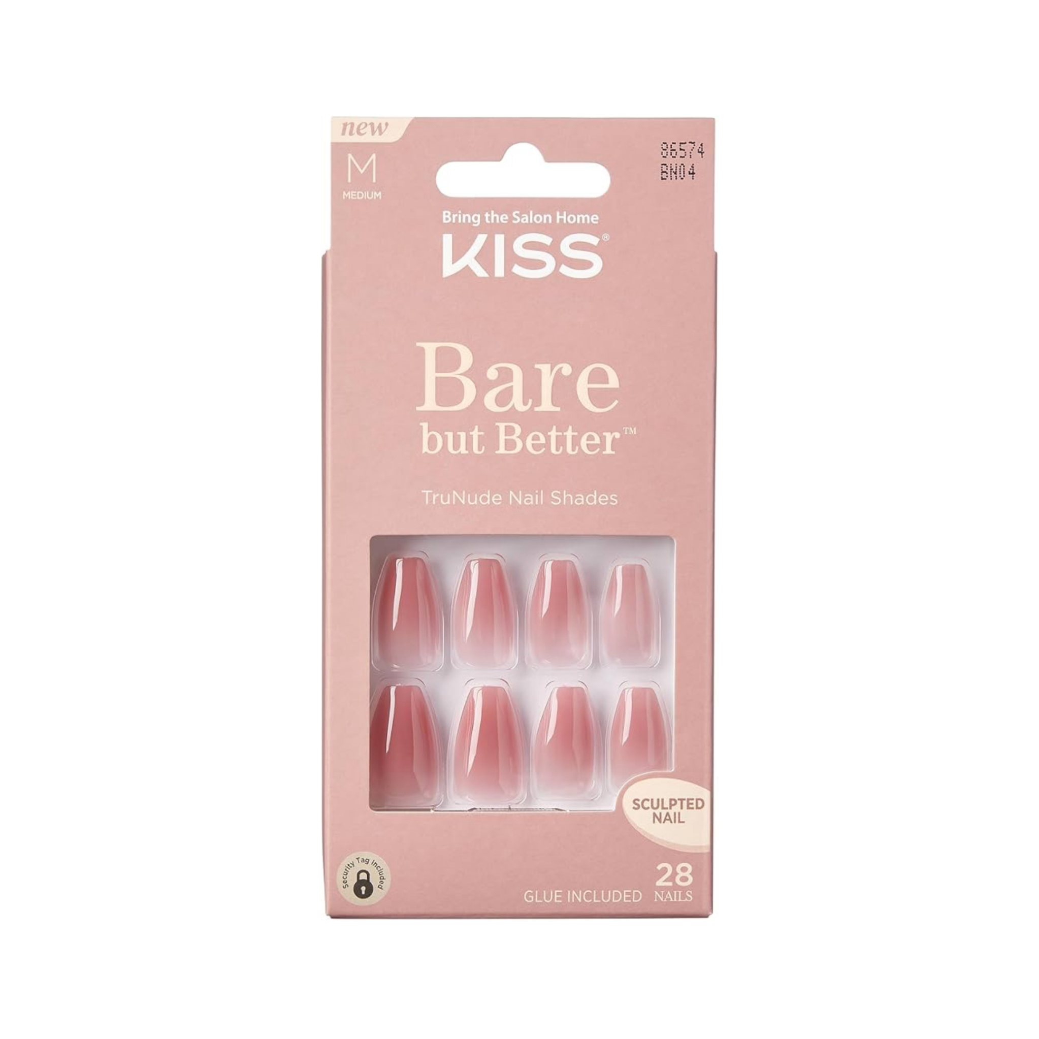 KISS Bare But Better True Nude Nail Shades Sculpted Nail Glue Included 28 Nails اظافر صناعية