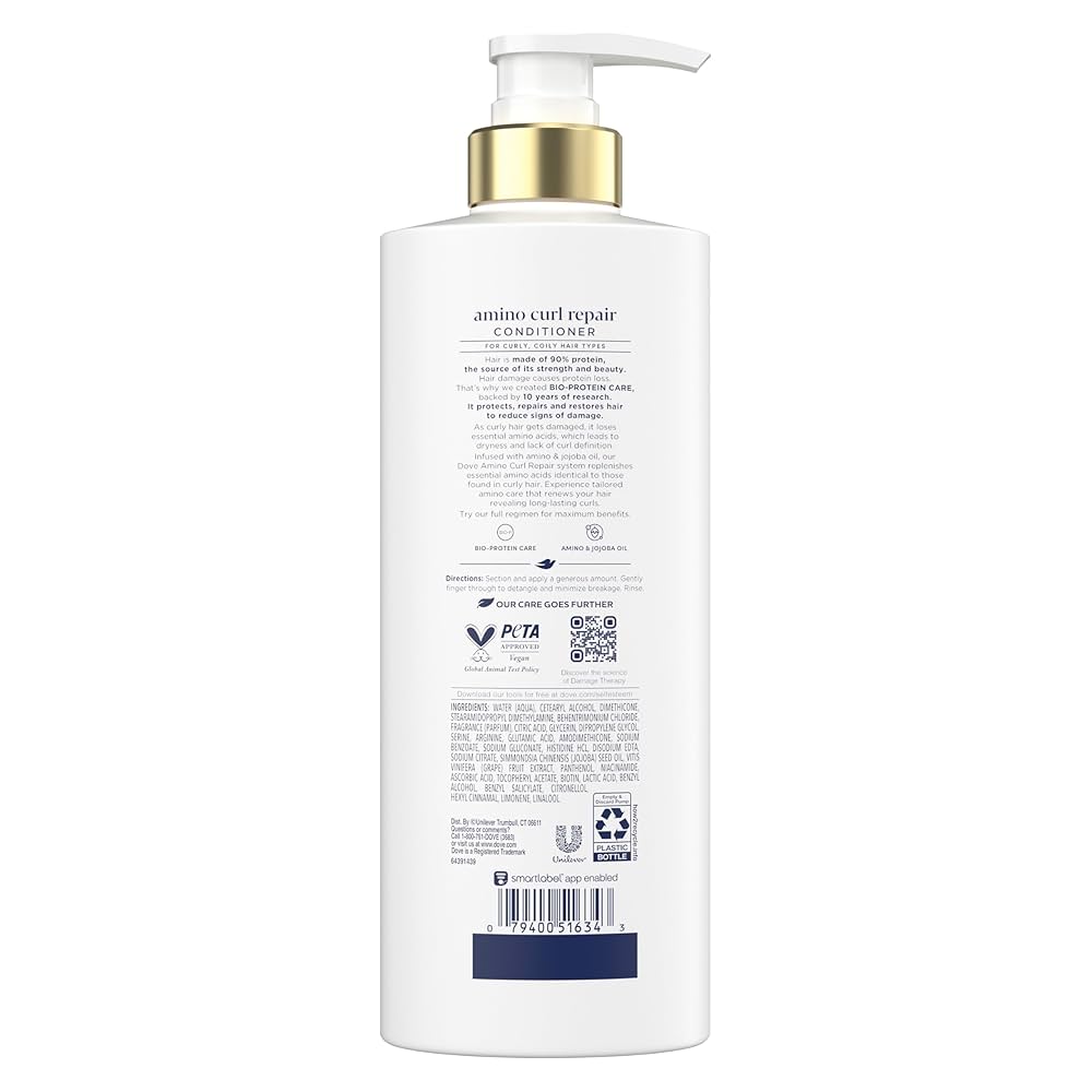 DOVE Amino Curl Repair Damage Therapy Moisture-Seal Conditioner بلسم دوف أمينو كيرل لإصلاح التلف وتغليف الرطوبة