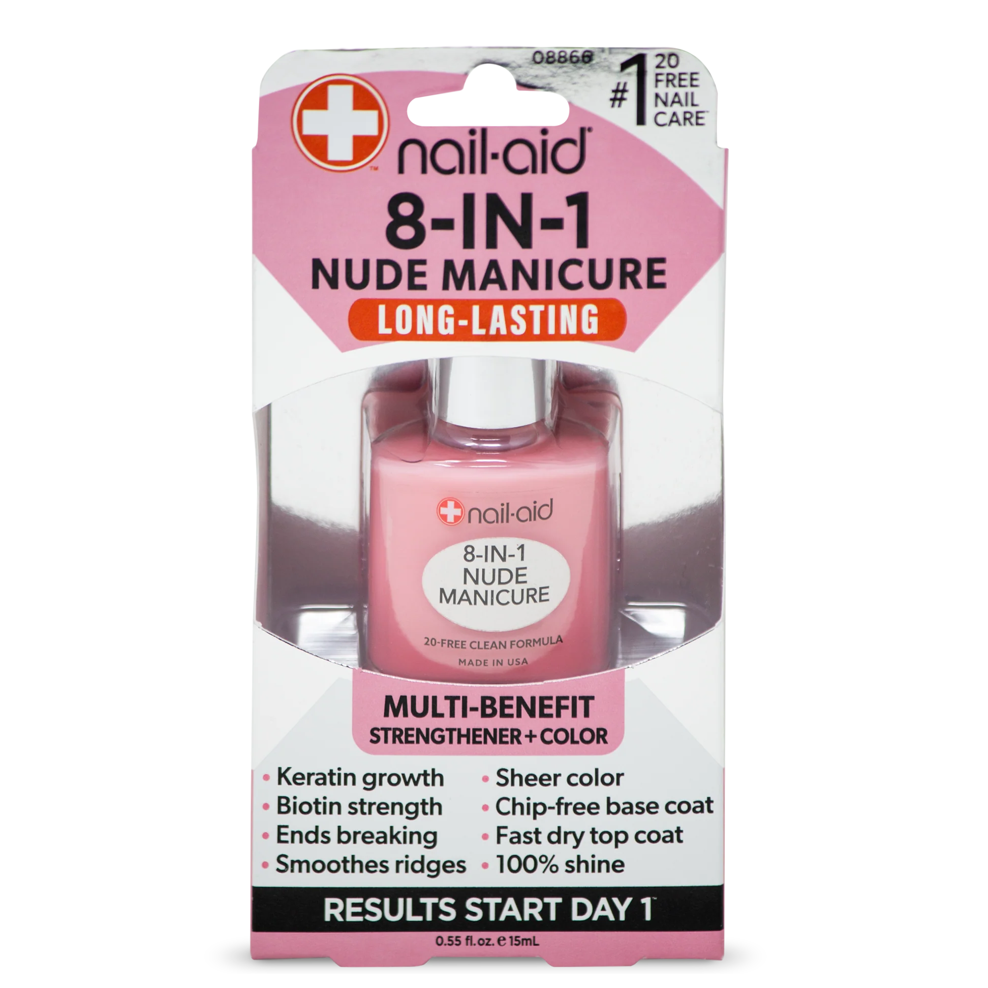 + NAIL AID total cure 8 in 1  Nude Manicure Long Lasting Multi Benefit Strengthener + Color معالج الاظافر من نيل ايد