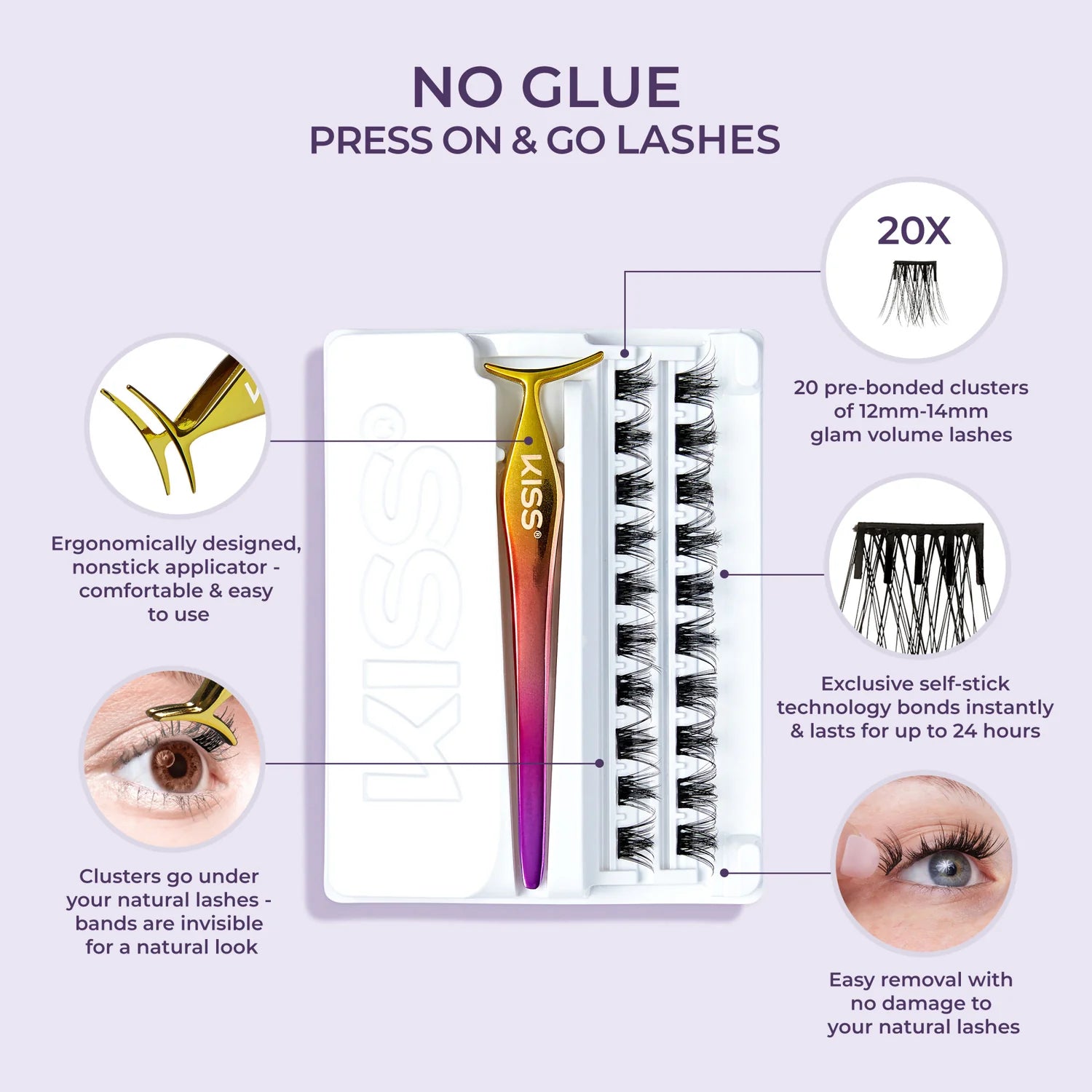 KISS Impress Press on Falsies SPIKY Lash Extensions press & go only 1 step رموش صناعية طرفية خطوة واحدة بدون صمغ