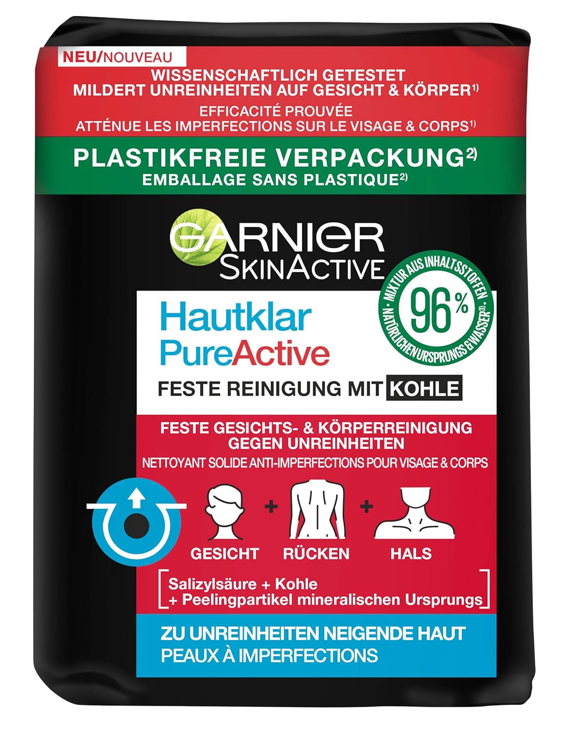 garnier skin active hautklar pure active feste reinigung mit kohle صابونة البشرة من كارنييه