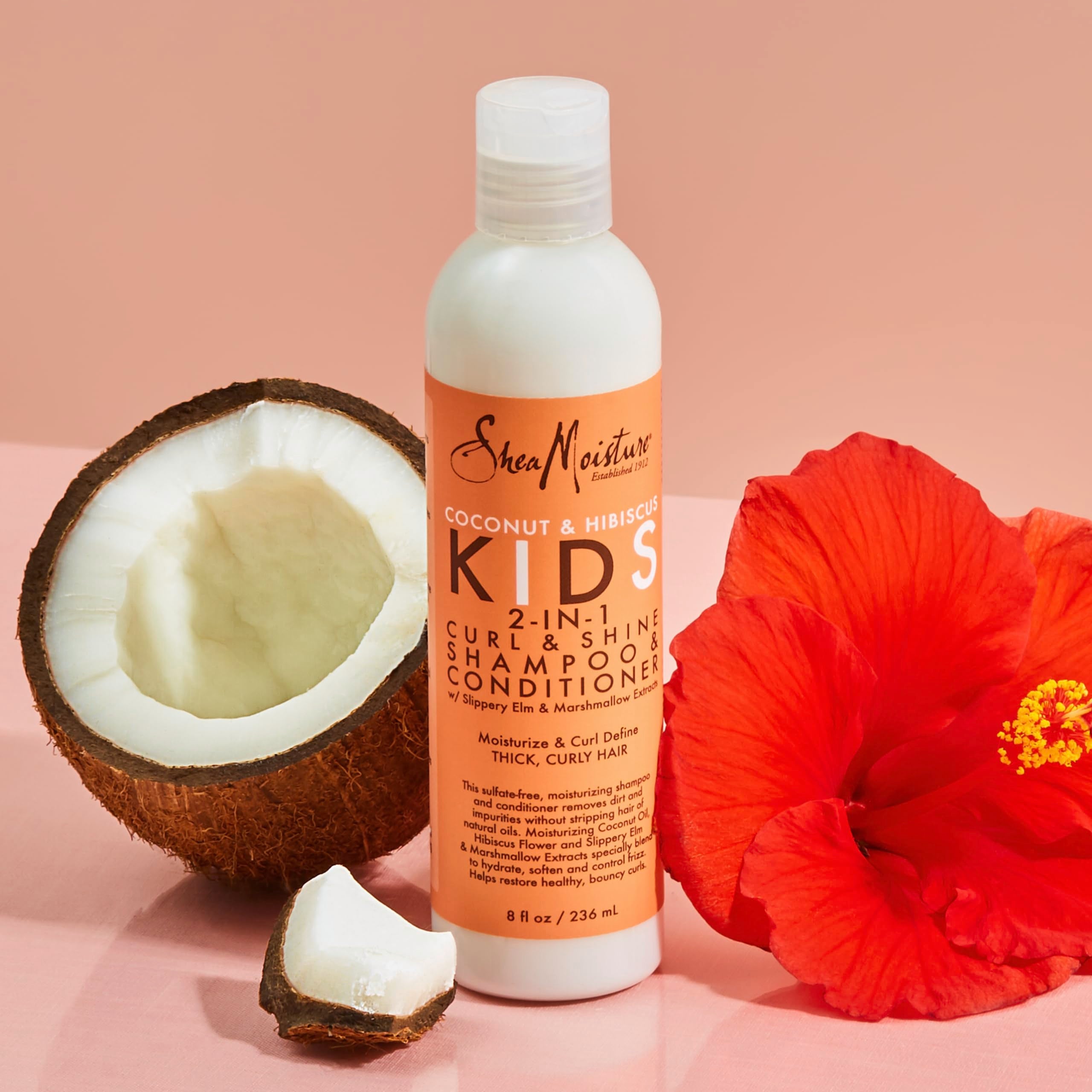SHEA MOISTRE Kids Coconut & Hibiscus 2 in 1 Curl & Shine Shampoo & Conditioner شامبو وبلسم للاطفال اثنان في واحد من شيا مويستر