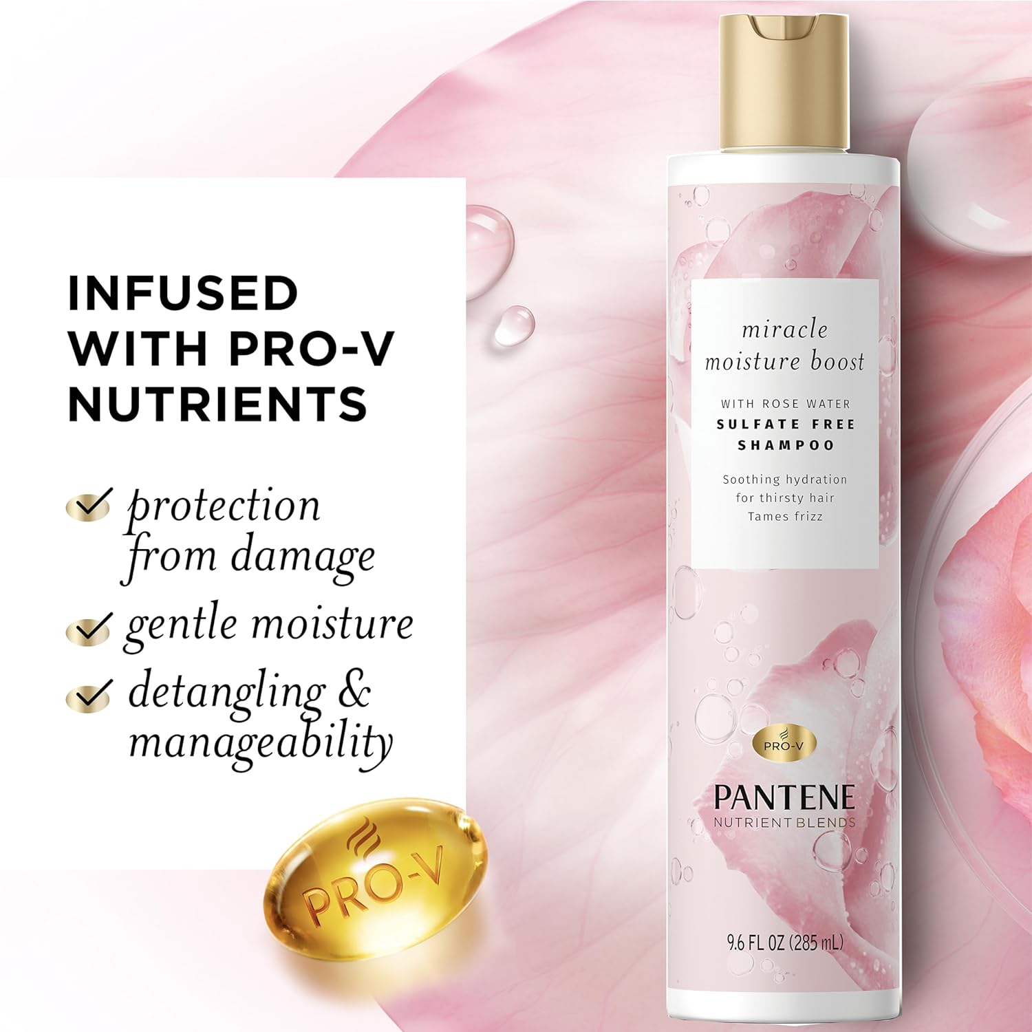 PANTENE Nutrient Blends Rose Water Moisturizing Set Sulfate-Free Shampoo + Conditioner بكج بانتين للعناية بالشعر بالازهار وزبدة الشيا