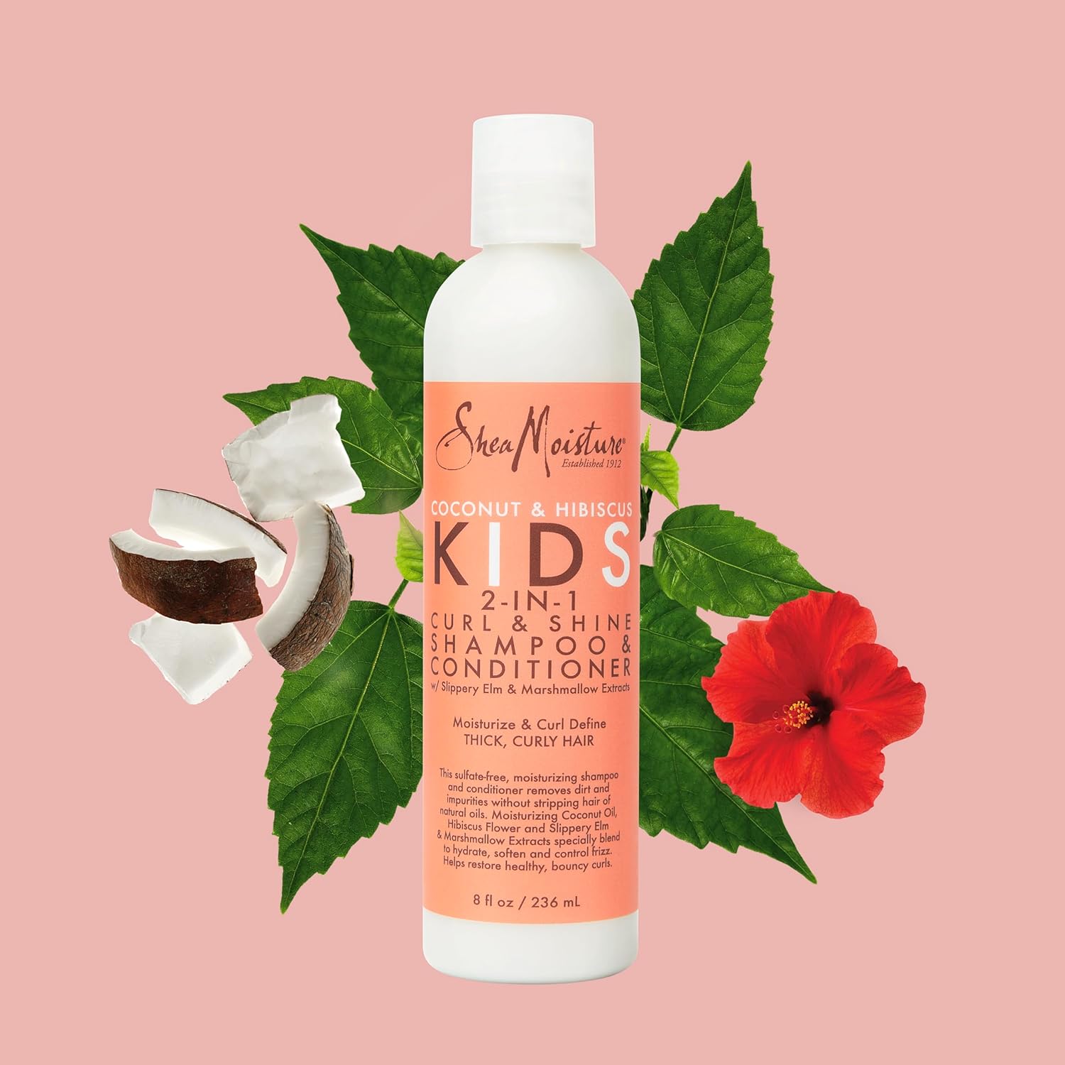 SHEA MOISTRE Kids Coconut & Hibiscus 2 in 1 Curl & Shine Shampoo & Conditioner شامبو وبلسم للاطفال اثنان في واحد من شيا مويستر